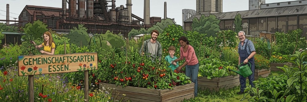A garden in an abandoned industrial lot.